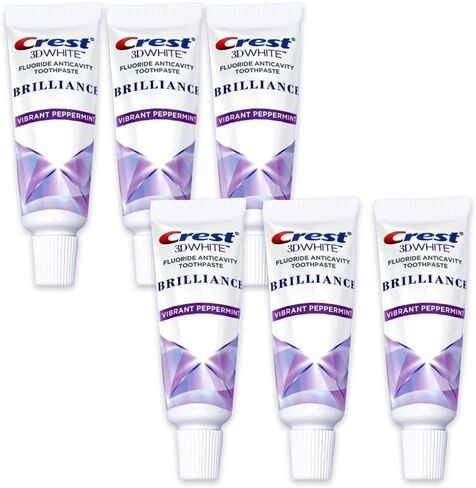 Crest 3D White Brilliance Toothpaste, Vibrant Peppermint, Travel Size 0.85 oz (24g) - Pack of 6 in Saudi Arabia