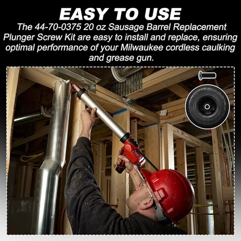 مجموعة المكبس والمسمار لدلو السجق سعة 20 أونصة 44-70-0375 تناسب مسدس السد والشحوم اللاسلكي من ميلووكي 2441-20، 2641-21CT، 2642-21CT، 2643-21CT in Kuwait