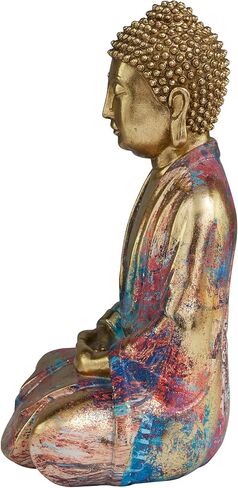 The Novogratz Resin Buddha Decorative Sculpture Home Decor Statue, Accent Figurine 8" x 6" x 12", Multi Colored in Kuwait