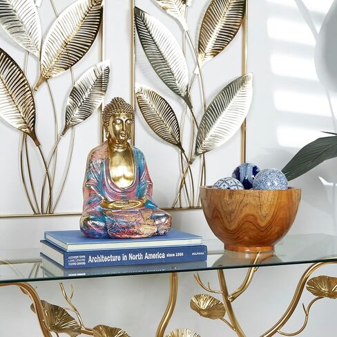 The Novogratz Resin Buddha Decorative Sculpture Home Decor Statue, Accent Figurine 8" x 6" x 12", Multi Colored in Kuwait