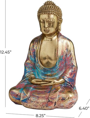 The Novogratz Resin Buddha Decorative Sculpture Home Decor Statue, Accent Figurine 8" x 6" x 12", Multi Colored in Kuwait