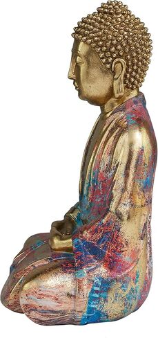 The Novogratz Resin Buddha Decorative Sculpture Home Decor Statue, Accent Figurine 8" x 6" x 12", Multi Colored in Kuwait