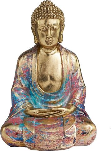 The Novogratz Resin Buddha Decorative Sculpture Home Decor Statue, Accent Figurine 8" x 6" x 12", Multi Colored in Kuwait