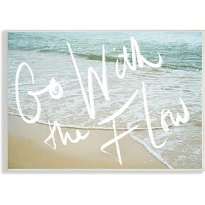 Stupell Industries Go with The Flow Phrase Incoming Beach Tide, Designed by Daphne Polselli Wall Plaque, 15 x 10, Blue