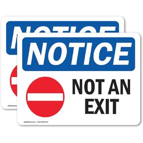 (2 Pack) Not An Exit Sign With Symbol OSHA Notice Sign 7 Inch X 5 Inch Vinyl Label Decal Sticker Weather Resistant, UV Protected for Workplace, Business, and Construction Site, Made in the USA