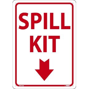 NMC M972RB Spill Kit Sign with Graphic, 14 x 10, Rigid Plastic
