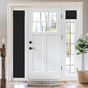 Blackout Door Curtains Sidelight Curtains for Front Door Privacy Thermal Insulated Narrow Sidelight Curtains for French Door/Sliding Door/Patio Door/Office Door, 1 Panel, W12 x L70, Black
