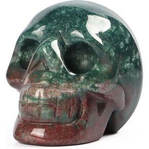 Artistone Ocean Jasper Skull Statue Hand Carved 2 Inch Gem Art Skull Statue Crystal Statue Halloween Decoration Spiritual Healing Stone Statue Skull (Ocean Jasper)