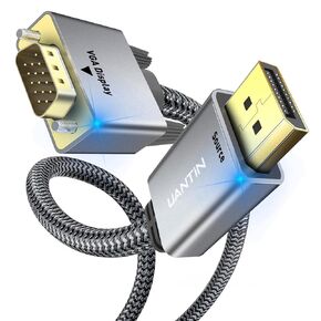 DisplayPort to VGA Cable Adapter 6FT |Aluminum Shell, Nylon Braided| Gold-Plated Plugs 1080P Display Port DP Source to VGA Monitor Cord (Male to Male) for PC,Graphics Card