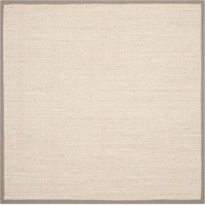 SAFAVIEH Natural Fiber Collection Square Rug - 12' Square, Marble & Khaki, Farmhouse Design, Ideal for High Traffic Areas in Bedroom, Dining Room & Kitchen (NF143E-12SQ)