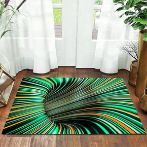 Optical Illusion Rug for Bedroom,2'x3' Non-Slip Cool 3D Rug with Colorful Vortex Door Floor Mat for Living Room Game Room Home Decor