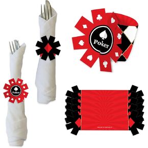 Big Dot of Happiness Las Vegas - Casino Party Paper Napkin Holder - Napkin Rings - Set of 24