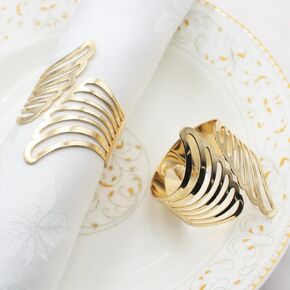Napkin Rings - 6 PCS Metal Gold Napkin Holder Buckles, Holiday Napkin Holders for Wedding, Dinner Party, Anniversary, Birthday, Christmas Party, Table Decorations (butterfly wing)