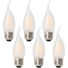 LED 40 Watt Chandelier Bulbs Standard Base Frosted Bulbs, Dimmable Filament 40 Watt LED Bulbs (Uses Only 3.5 watts), E26 Medium Base, 2700K Warm Light Candle Bulbs, Pack of 6