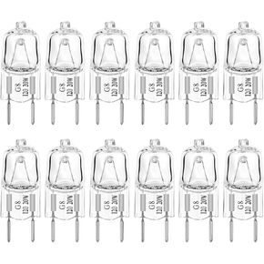 G8 Light Bulbs 20Watt 120Volt Halogen Light Bulb G8 Base Bi-Pin Shorter 20W T4 JCD Warm White Under Cabinet Puck Lighting Replacements,12Pack