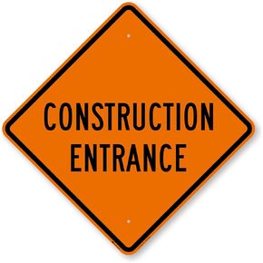 SmartSign 24 x 24 inch “Construction Entrance" Metal Sign, 80 mil Aluminum, 3M Laminated Engineer Grade Reflective Material, Black and Orange