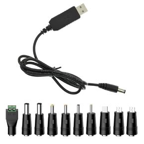 12V USB to DC Charging Cable, Universal Power Cord for Toys,Watches,Fan,Speaker,Headset,Camera,Monitor,Table Lamp,Phones,LED Light Strip Router, DC 5.5 x 2.1mm with 10 Connector 3.3FT