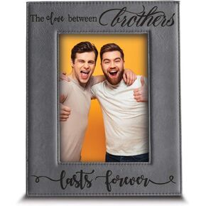 The Love Between Brothers Lasts Forever_Wedding, Birthday, Christmas gift for Brothers -Engraved Leather Picture Frame (4"x 6" Vertical)