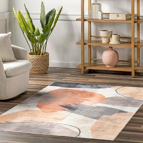 nuLOOM Sheree Abstract 5x8 Machine Washable Area Rug for Living Room Bedroom Dining Room Kitchen, Peach