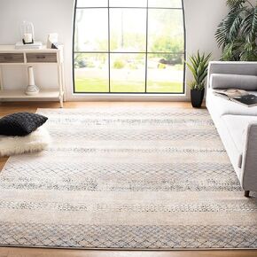 SAFAVIEH Amelia Collection Runner Rug - 2'2" x 8', Grey & Ivory, Rustic Tribal Distressed Design, Non-Shedding & Easy Care, Ideal for High Traffic Areas in Living Room, Bedroom (ALA761F)