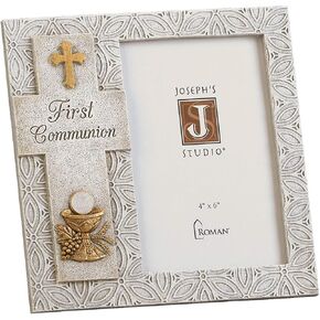 Joseph's Studio by Roman - First Communion Picture Frame for 4" x 6" Photo, Vertical Tabletop or Desk Display - 7.25" H, Resin and Stone, Decorative, Collection, Durable, Long Lasting