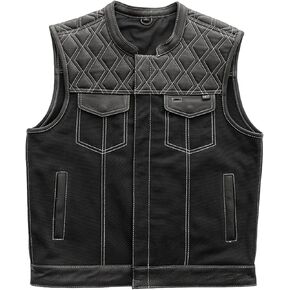 First Mfg Co - Hunt Club - Men's Motorcycle Biker Riding Leather Canvas Vest