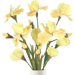 IPOPU Iris Flowers Artificial,5PCS Purple Iris Artificial Silk Flowers 31.1" Fake Flowers Long Stem Flowers for Wedding Office Home Decor(Purple)