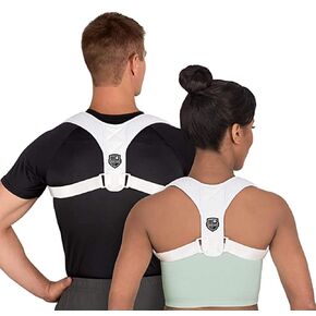 Swiss Safe Posture Corrector for Men/Women - Stylish & Discreet Ergonomic Back Straightener Brace for Proper Posture & Spinal Pain Relief - (White, Large Size)