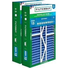 فلتر هواء Filterbuy 16x25x5 MERV 13 Optimal Defense (عبوة من قطعتين)، فلاتر فرن HVAC AC مطوية لأمانا، كولمان، النهار والليل، جيبسون، جودمان، يورك، والمزيد (الحجم الفعلي: 15.38 × 25.50 × 5.25)