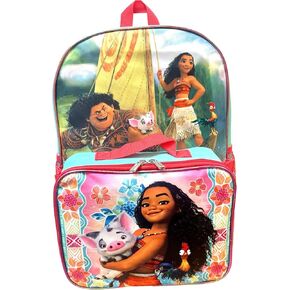 Ruz Moana Girl's Licensed 16 Inch Backpack With Removable Lunch Box Set