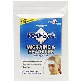WellPatch Cooling Headache Pads, Migraine 4 pads in a pack. (Pack of 6)= 24pads by WellPatch