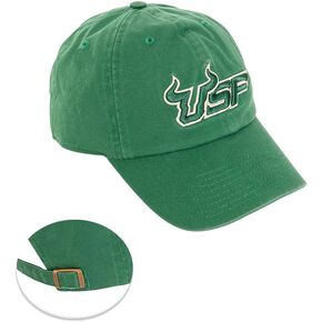University of South Florida Baseball Hat USF Bulls Brimmed Embroirderd Hats Cap Adjustable Cloth Strap Adult (Style E) Green