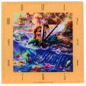 Mark Feldstein & Associates Little Mermaid Disney Kinkade Ocean Blue 11 inch Glass Square Wall Clock