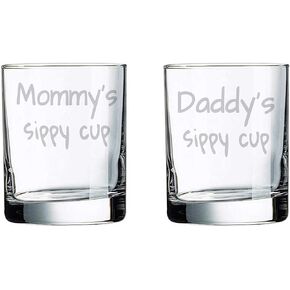Daddy's Mommy's Sippy Cup funny birthday gift for Mom and Dad mother and father Parents from son daughter friends (16 oz beer pint glass)