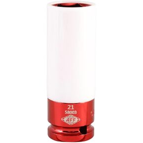 AFF Mag Wheel Power Sockets, 1/2" Drive, 21mm, Chrome Molybdenum Steel, Plastic Sleeve and Inner Cap, 58003