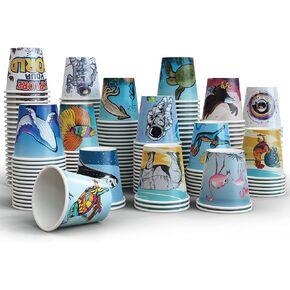 Art Kups [ 2.5 oz - pack of 100 ] Paper Cups - Small Recyclable Bathroom Cups | Disposable Mini Mouthwash Cups | Espresso | Rinse & Gargle Cups for Kids | Party Cups | Doesn't fit into Dixie dispenser