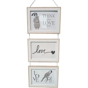 Triple Hanging Picture Frame,vertical collage picture frames,Rustic Wood Picture Frames on hemp rope wall hanging vertical gallery decoration-Rustic 4x6 Picture Frame-3 Sets (burlywood, 6)