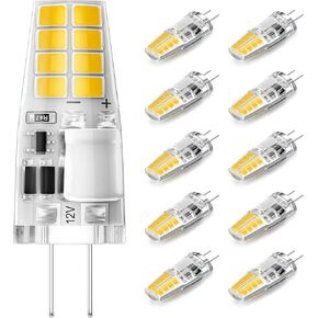 TAIYALOO G4 LED Bulb T3 JC Bi-Pin Base Light Bulbs 3W AC/DC 12V 20W-30W T3 Halogen Bulb Replacement for Under Cabinet Puck Light,Chandeliers,Landscape Lighting,Warm White 3000K,Non-dimmable,10 Pack