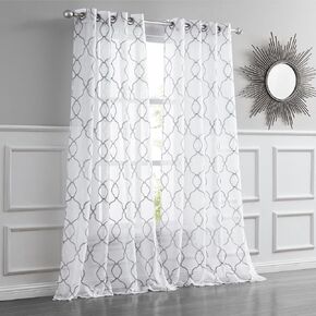 Dainty Home Champagne Textured Curtains – 54x84 Inches – White and Patterned Sheer Curtain with Design - Ideal Office, Living Room and Bedroom Curtains