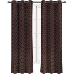 Royal Hotel Bedding Willow Jacquard Charcoal Grommet Blackout Window Curtain Panels, Pair/Set of 2 Panels, 42x63 inches Each