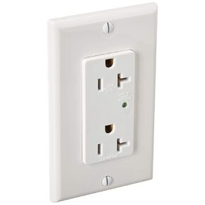 Leviton 5280-W 15 Amp, 125 Volt, Decora Plus Duplex Surge Suppressor Receptacle, Straight Blade, Industrial Grade, White
