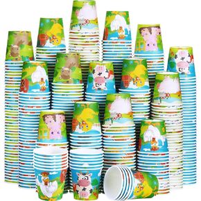 600 Pack 3 oz Small Paper Cups Disposable Animal Bathroom Cups Mini Kids Mouthwash Cups Cold Beverage Drinking Cup for Water Coolers Party Home and Office (Animals Style)