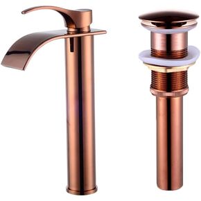 LightInTheBox Waterfall Faucet Single Lever Bathroom Sink Vessel Faucet Lavatory Basin Tap Centerset Sink Faucet Oil-rubbed Bronze Lavatory Mixer Taps Bar (rose gold)