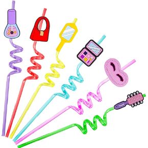 Paw Straws Birthday Party Decorations Supplies, 24pcs Paw Print Patrol Reusable Plastic Fun Cute Crazy Silly Drinking Straws+2pcs Cleaning Brush for Pet Dog Puppy Pals Cat Birthday Suppliers Favors