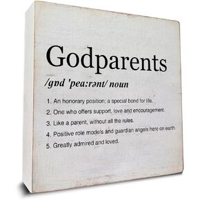 Godparents Gifts from Godchild Godparents Definition Art Wooden Box Sign Decor Desk Decorative Wood Sign Home Office Decoration for Table Shelf 5 x 5 Inches