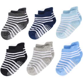 جوارب ESTAMICO للأطفال الأولاد والبنات مضادة للانزلاق للكاحل مع مقابض للأطفال الرضع والأطفال الصغار 6 أزواج in Kuwait
