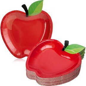 50PCS Back to School Party Disposable Plates,First Day of School Red Apple Paper Plates, Apple Shape Disposable Tableware Dinnerware for Back to School Party Supplies and Table Decoration