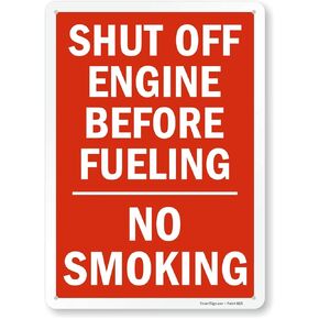 SmartSign"Shut Off Engine Before Fueling, No Smoking" Sign | 10" x 14" Aluminum