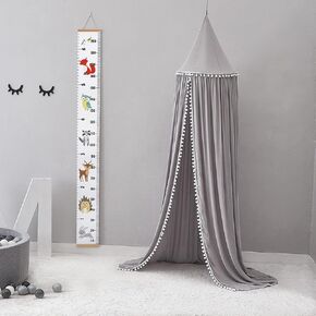 Ins Creative Kids Growth Chart Wood Frame Fabric Canvas Wall Hanging Rulers Height Measurement Ruler for School Home Bedroom Wall Decor Photography Props for Boys Girls Birthday Xmas Gift