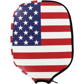 غطاء مجداف Pickleball مقاس 11.8 بوصة طول × 9 بوصة عرض نمط نسر العلم الأمريكي مثالي لمعظم غطاء مجداف من جلد البولي يوريثان يحمي مجدافك من الخدوش والخدوش